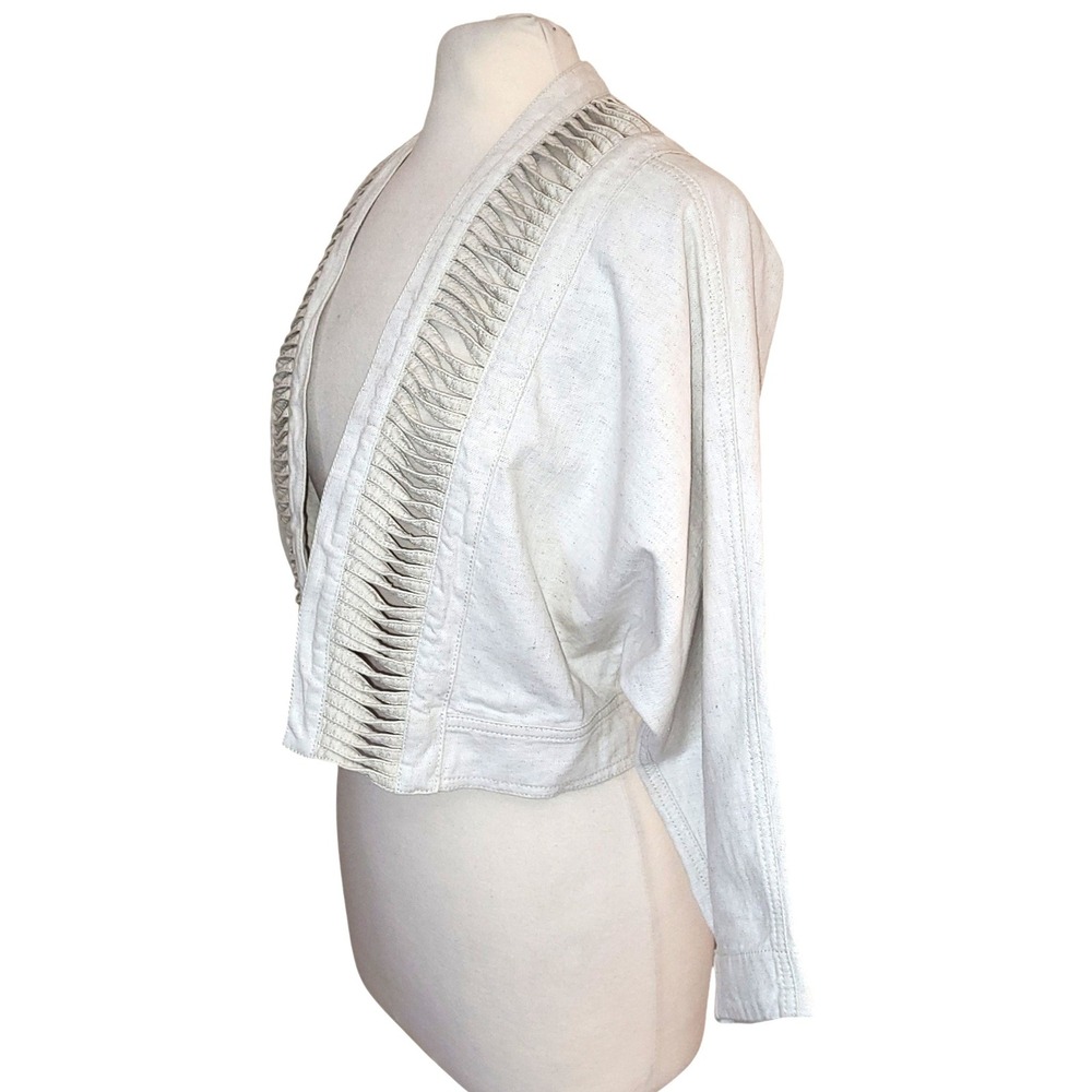 Anthropologie Hei Hei Cropped Ladder Cutout Ivory Oatmeal Open Jacket XS / S - Picture 3 of 8